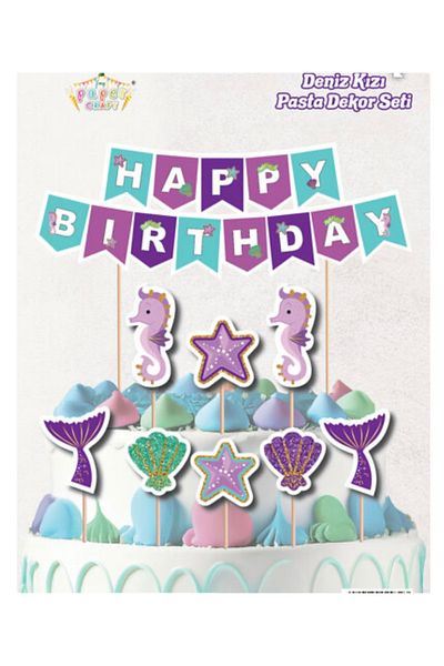 Deniz Party Store Mermaid Cake Decor Set of 2