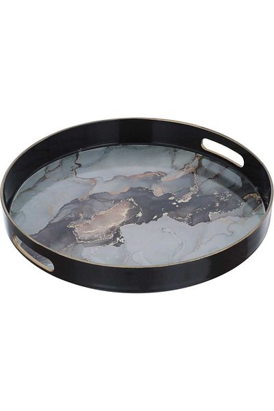 Alsaif Gallery Round Serving Tray Fiber, Al Saif Gallery, 33×33×4.3 cm - Multicolor