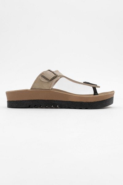 CCWAY AYAKKABI Women's Flip Flops Beige Matte