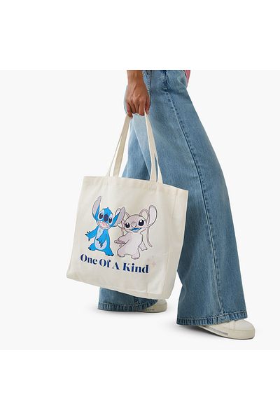 SP Characters Stitch and Angel Print Shopper Bag with Double Handles