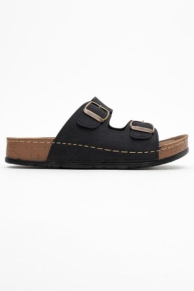 CCWAY AYAKKABI Women's Cross Velcro Sandals Black