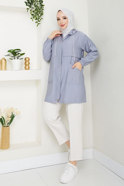 Pamuk Butik Women's Short Cap with Pocket and Hidden Zipper