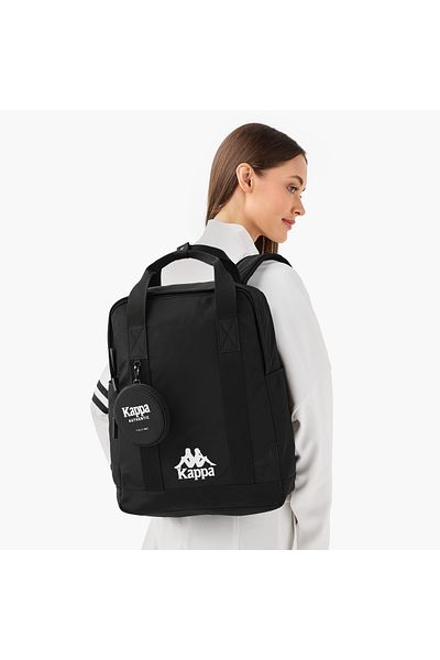Kappa Kappa Logo Print Backpack with Adjustable Shoulder Straps and Pouch