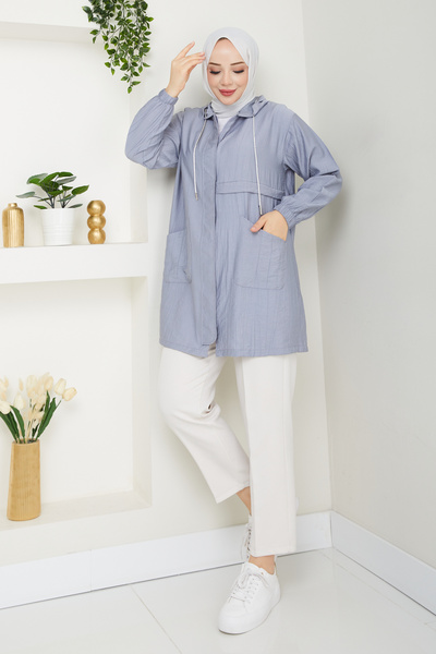 Pamuk Butik Γυναικείο κοντό καπάκι με κρυφό φερμουάρ με τσέπη