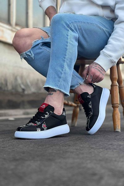 Celira Hs040 Black Skull Men's Casual Shoes