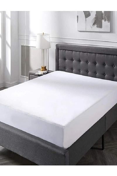 RAHALIFE HOME SOLUTION RAHALIFE Waterproof Mattress Protector King 200x200x30 cm – White Terry Cotton – Bed Cover