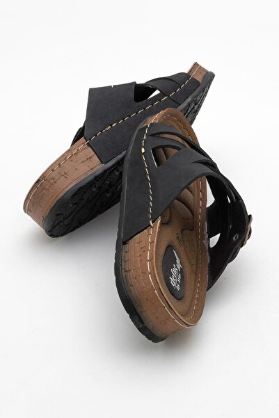 CCWAY AYAKKABI Women's Cross Velcro Sandals Black