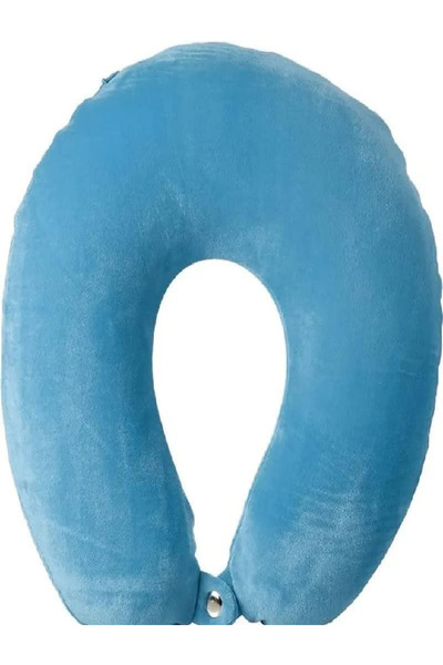 Generic U-Shaped Protective Neck Pillow – Memory Foam – Sky Blue – 32x30x10 cm – Travel Comfort