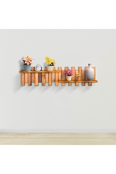 MAVİ TREND Ahşap Duvar Rafı Çit 2 Raflı Çit Model