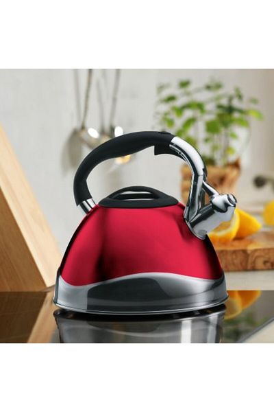 Kela VARUS whistling kettle, stainless steel 3 l, red