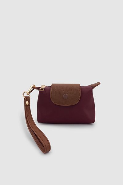 Wuclo Yulie Metal Accessory Detailed Zipper and Magnet Closure Parachute Fabric Women's Hand Wallet Claret Red