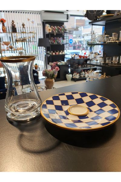 Canba Glazze Mimosa Blue Ala Tea Set 6 Person 12 Pieces