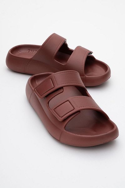 CCWAY AYAKKABI Women's Velcro Slippers Claret Red