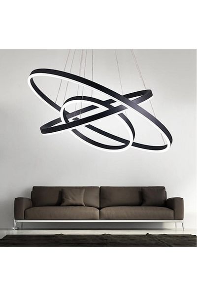 Jiju JIJU Black Minimalist Ring LED Chandelier with Wifi Remote Control
