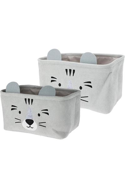 Excellent Children's storage basket for laundry and toys, cuboid, set of 2 pieces, gray