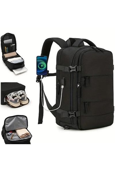 Weixier Airplane Travel Backpack, 40x30x20 cm, WizzAir Accepted, Multiple Compartments, Business, Black