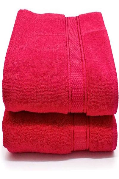 RISHAHOME 100% Cotton 2-Piece Bath Towel Set 70x140 cm – Red – Soft & Absorbent Premium Towels