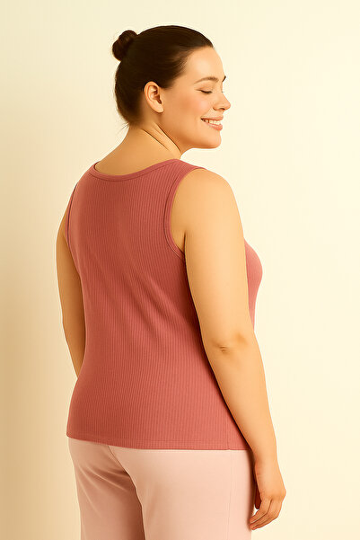 HNX Cotton Ribbed Textured Large Size Women's Undershirt