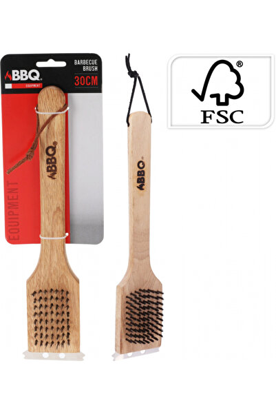 Koopman Βούρτσα καθαρισμού ψησταριάς – 30 εκ., Ξύλινη λαβή