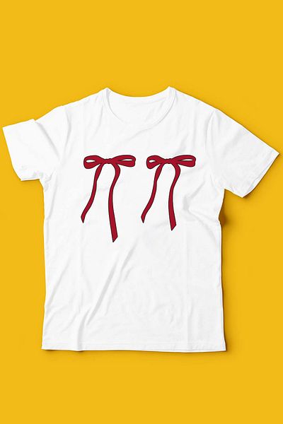 Store Double Ribbon Bow Pattern Printed Children's Black and White Tshirt