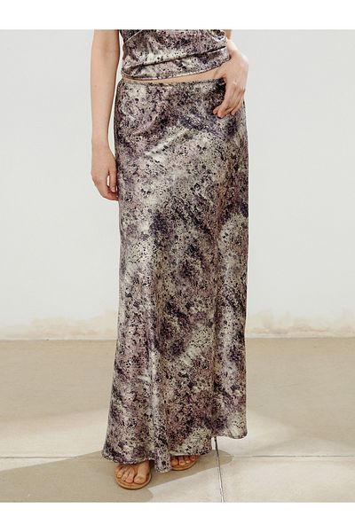 LC Waikiki Fusta din satin cu model cu talie elastică