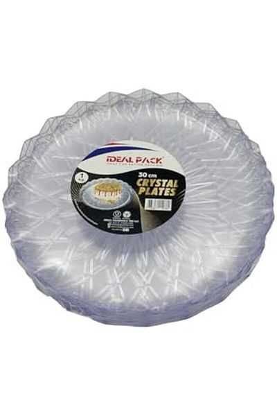 Ideal Pack Crystal-Look Plastic Plates – 30 cm