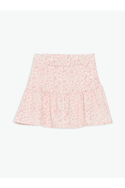 LC Waikiki Floral Girl's Shorts Skirt with Elastic Waist