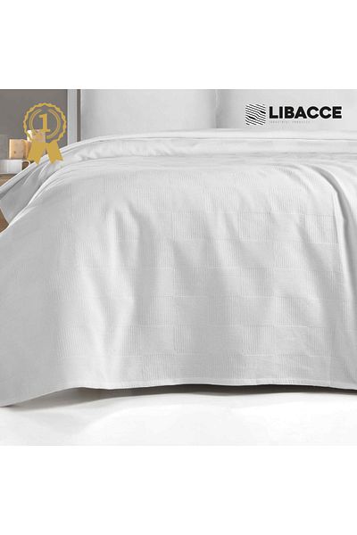 Libacce Industrial Products Double 100% Cotton Checkerboard Patterned Bedspread Hotel Type Luxury Pique 200X230 cm