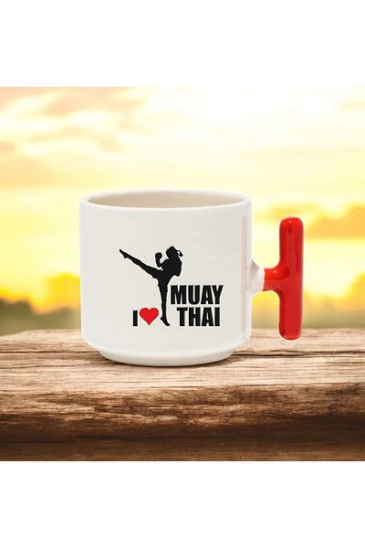 BB TRADE I Love Muaythai t Handle Ceramic Printed Mug Cup 250 ml