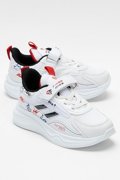 Liger Children's Velcro Smart Lacing Sports Shoes White - Black