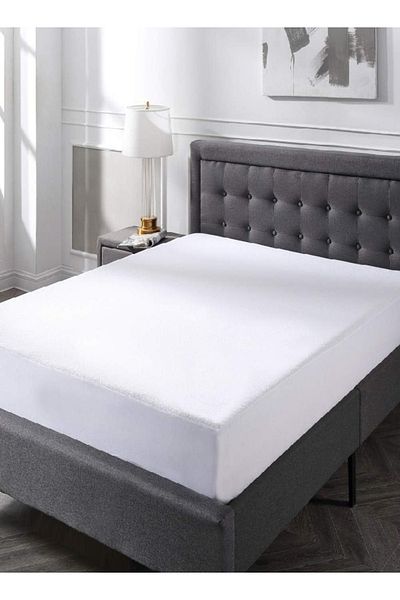 RAHALIFE HOME SOLUTION RAHALIFE Waterproof Mattress Protector Queen 180x200x30 cm – Soft White Terry Cotton Cover