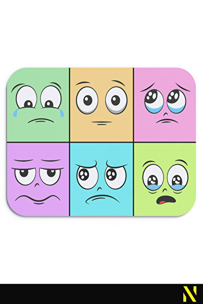 nilizma Mousepad tematic cu emoticoane, emoji, simțuri și stare de spirit - 23 cm x 19 cm - Mousepad cu bază anti-alunecare