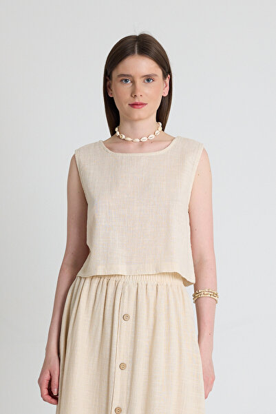 Rays Αμάνικη μπλούζα από φυσικό λινό 100% βαμβάκι 3419-1