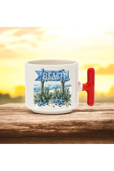BB TRADE Beach t Handled Ceramic Printed Mug 250 ml