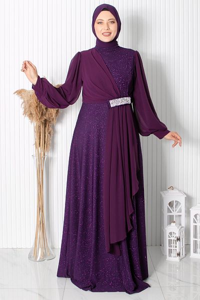 SUBU TASARIM Shahrazat Evening Dress Purple Tbs884