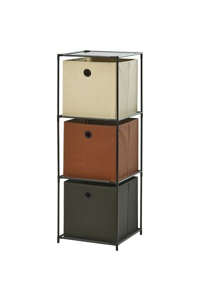 Excellent 3-tier storage shelf with textile boxes 102 cm