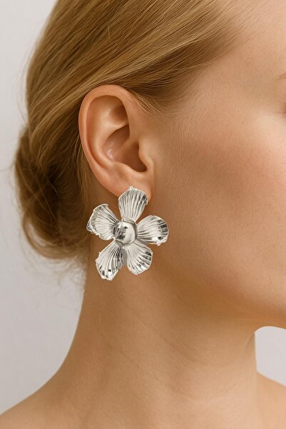 AURRARİ Silver Flower Papatya Küpe