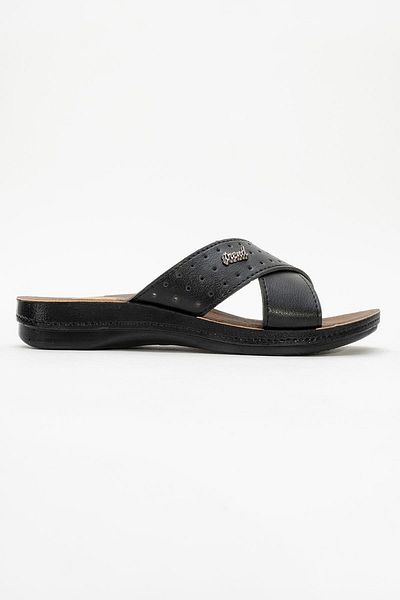 CCWAY AYAKKABI Women's Cross Slippers Black