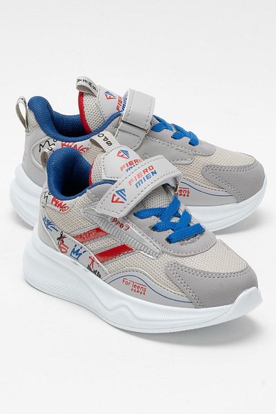 Liger Children's Velcro Smart Lacing Sports Shoes Gray - Blue