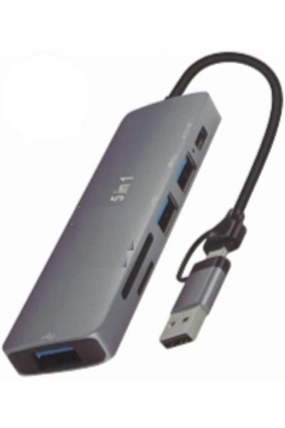 Generic USB-C Hub Docking Station, 5-in-1 Multi-Port Adapter with HDMI, USB 3.0, SD/TF Card Reader, Grey