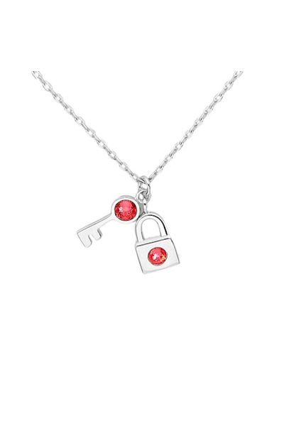 OEM Colier cu lănțișor din argint, Red Lock and Key