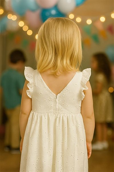 Motebarn Wear Girl's White Laced Dress White