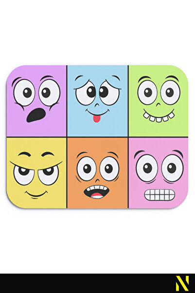 nilizma Изрази Емоджи Емоции Подложка за мишка с мотиви, свързани с настроението - 23 cm x 19 cm - Подложка за мишка с неплъзгаща се основа