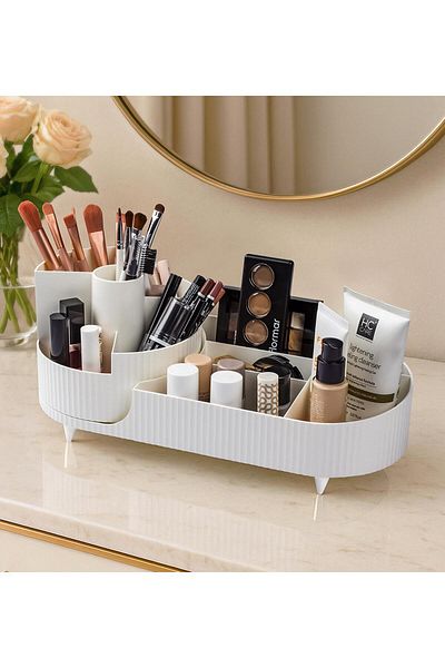Okyanus Home 360 °   Organizator de machiaj Maxi rotativ Bej