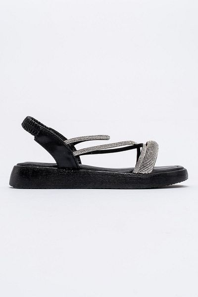 CCWAY AYAKKABI Women's Thick Stone Sandals Black