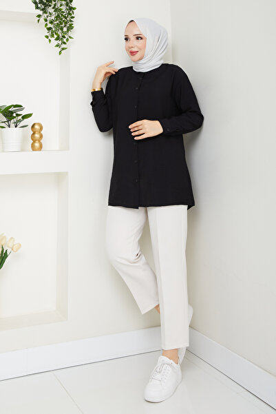 Pamuk Butik Women's Robe with Button Detail on the Back, No Show Lilium Shirt