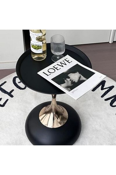 Generic White Nordic Style Light Luxury Simple Round Table, Side Table, Metal Unique End Table