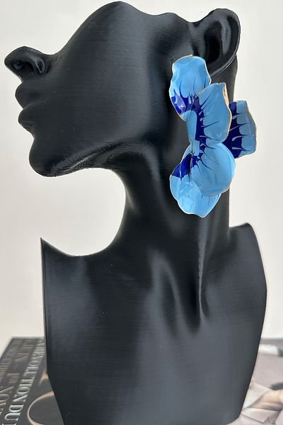 Modex Half Moon Patterned Light Flower Earrings (7cm)