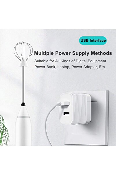 Generic High Quality Mini 3 Speed USB Rechargeable Household Household Whisk Foam Egg Beater Stainless Steel