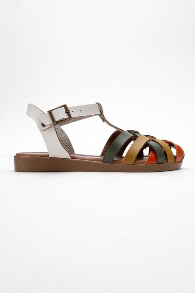 CCWAY AYAKKABI Cross Piping Women's Sandals White Garnish